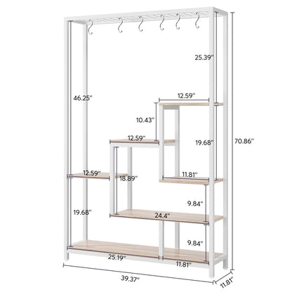 5-Tier Tall Indoor Plant Stand, 70.9 inches Plant Shelf with 10PC Hanging Hooks
