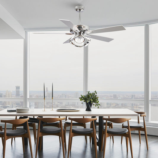 Ventilateur de plafond LED d'intérieur moderne chromé/noir à intensité variable avec lumière et télécommande