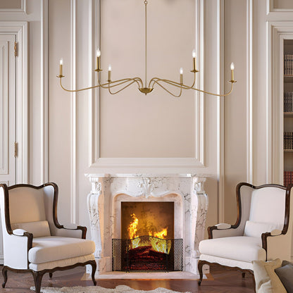 Lustre minimaliste français classique à 6 lumières avec éclairage de style bougie