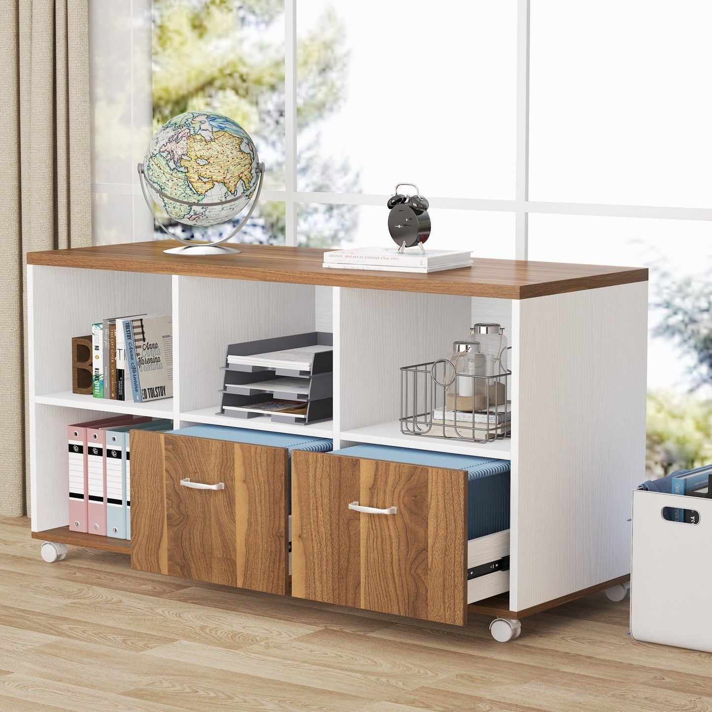 Bureau d'ordinateur en L de 63 pouces avec classeur latéral de 47 pouces, ensemble de bureau exécutif pour la maison