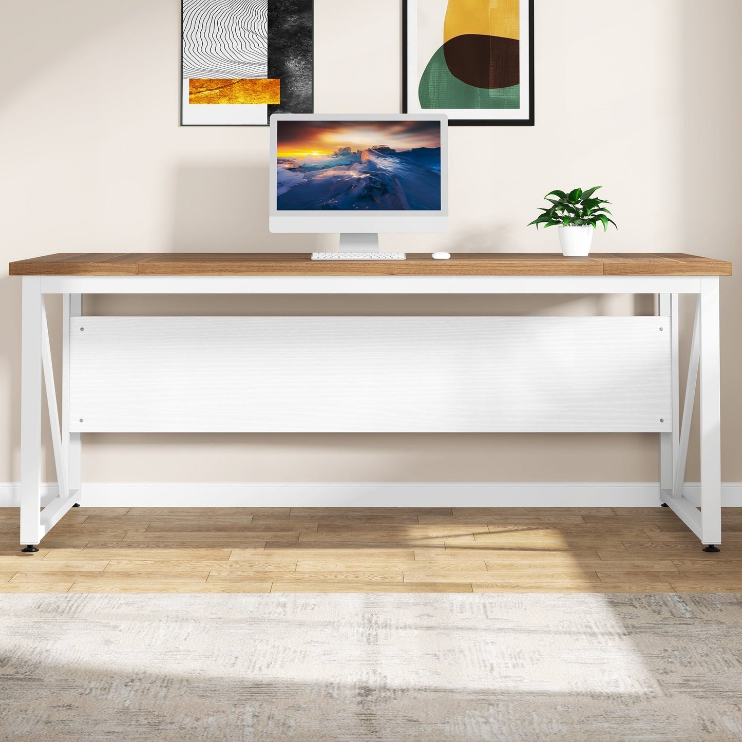 Bureau d'ordinateur en L de 63 pouces avec classeur latéral de 47 pouces, ensemble de bureau exécutif pour la maison