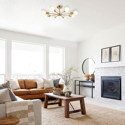 Black/ Gold Sputnik Semi Flush Mount Lamp Close to Ceiling Light Fixture for Living Room/ Kitchen/ Office/ Bedroom/ Foyer