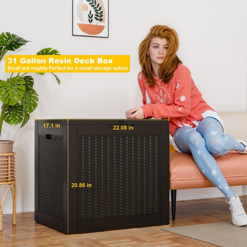 Outdoor Patio Storage Resin Lockable Deck Box
