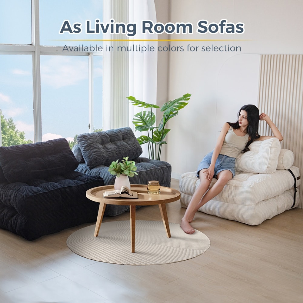 Canapé-lit pliant en velours côtelé 8 places, simple