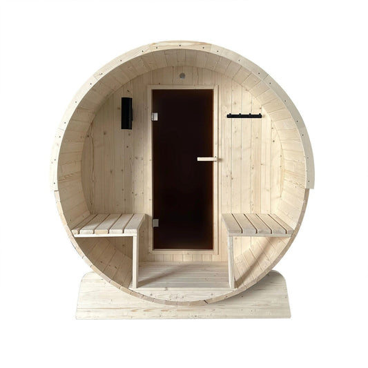 Sauna tonneau en pin blanc de Finlande ALEKO pour 6 à 8 personnes avec chauffage électrique UL - 88 L x 73 l x 79 H pouces