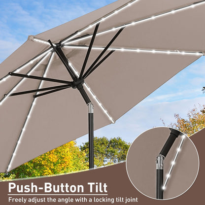 Ainfox 10ft Patio Umbrella with Lights Outdoor Solar Umbrella without Base
