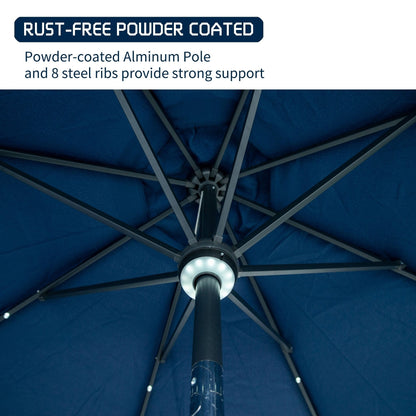 Ainfox 10ft Patio Umbrella with Lights Outdoor Solar Umbrella without Base