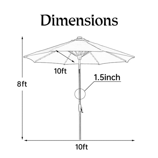 Ainfox 10ft Patio Umbrella with Lights Outdoor Solar Umbrella without Base