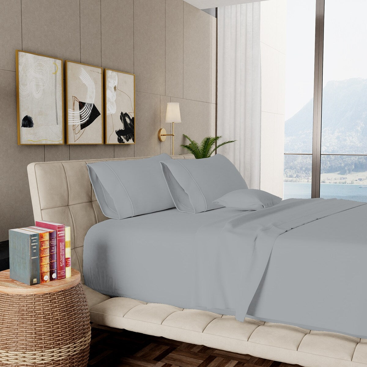 Parure de draps Aireolux en coton égyptien de luxe ultra-doux et soyeux 1000 fils