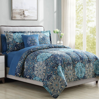 Modern Threads Granada 8-Piece Printed Reversible Comforter Complete Bed Set