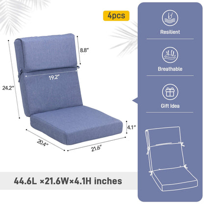 Lot de 4 coussins de chaise à dossier haut Aoodor Patio, 46 ​​x 21 x 4 pouces (coussins uniquement)