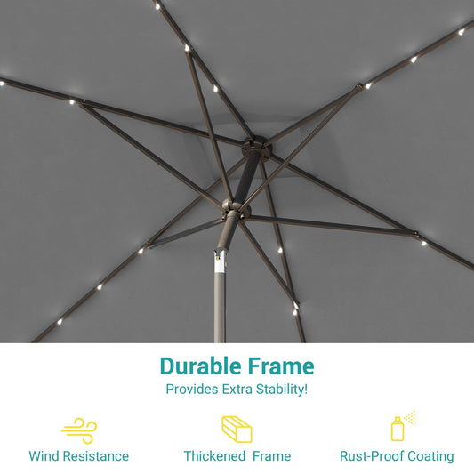 BONOSUKI LED 10 x 6.5ft Outdoor Umbrellas Patio Market Table Umbrellas