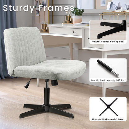 BOSSIN Criss Cross Chair Armless Office Desk Chair No Wheels,Fabric Padded Modern Swivel Vanity Chair office chair