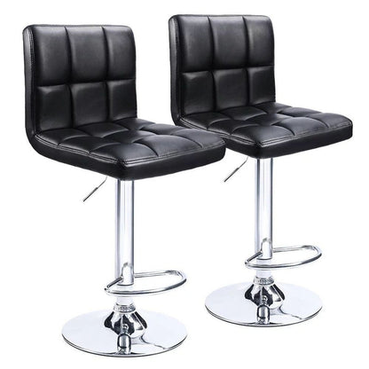 Bar Stools Adjustable Armless Swivel PU Leather Barstools Set of 2