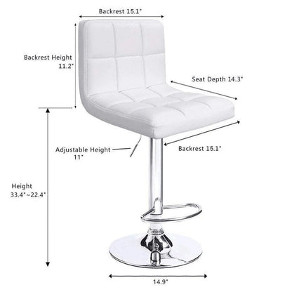 Bar Stools Adjustable Armless Swivel PU Leather Barstools Set of 2