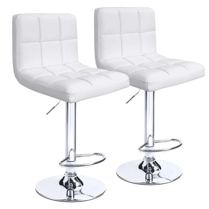 Bar Stools Adjustable Armless Swivel PU Leather Barstools Set of 2