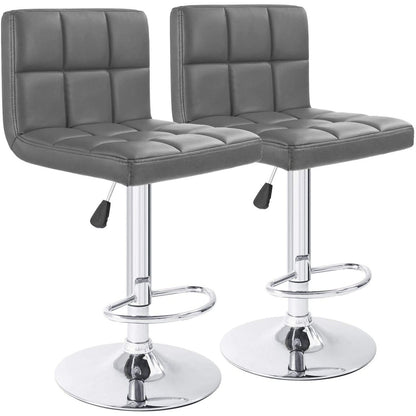 Bar Stools Adjustable Armless Swivel PU Leather Barstools Set of 2
