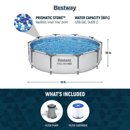 Piscine extérieure hors sol ronde Bestway Steel Pro MAX 10'x30 avec pompe - 10 pi x 30 po