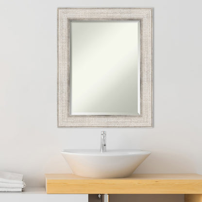 Miroir mural de salle de bain en bois biseauté - Cadre argenté Treillis - Argent Treillis