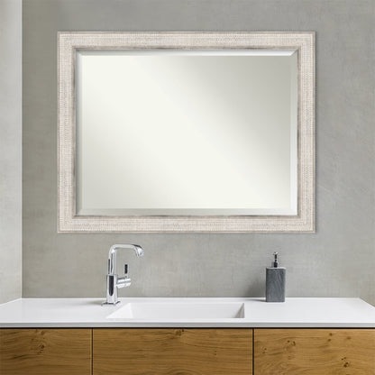 Miroir mural de salle de bain en bois biseauté - Cadre argenté Treillis - Argent Treillis