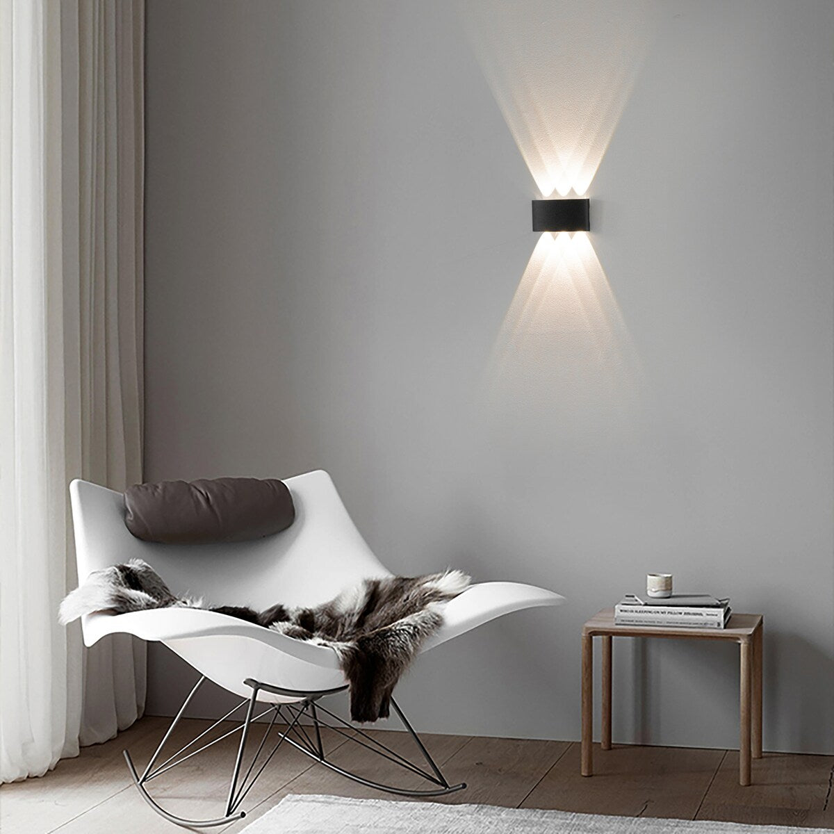 Black Contemporary Decorative Waterproof Aluminum Wall Lamp for Indoors and Outdoors, 8 Watt Cool White 4000K