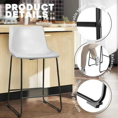Bossin 18/26/30 inch Bar Stools,Counter Height Bar Stools with Back Modern PU Leather Stools Dining Chair with Footrest