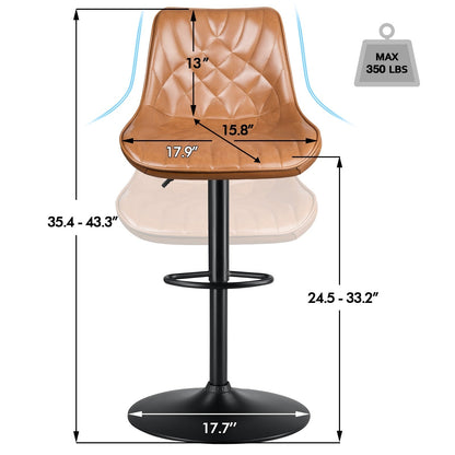 Bossin Adjustable Swivel Bar Stools with Backs – Counter Height