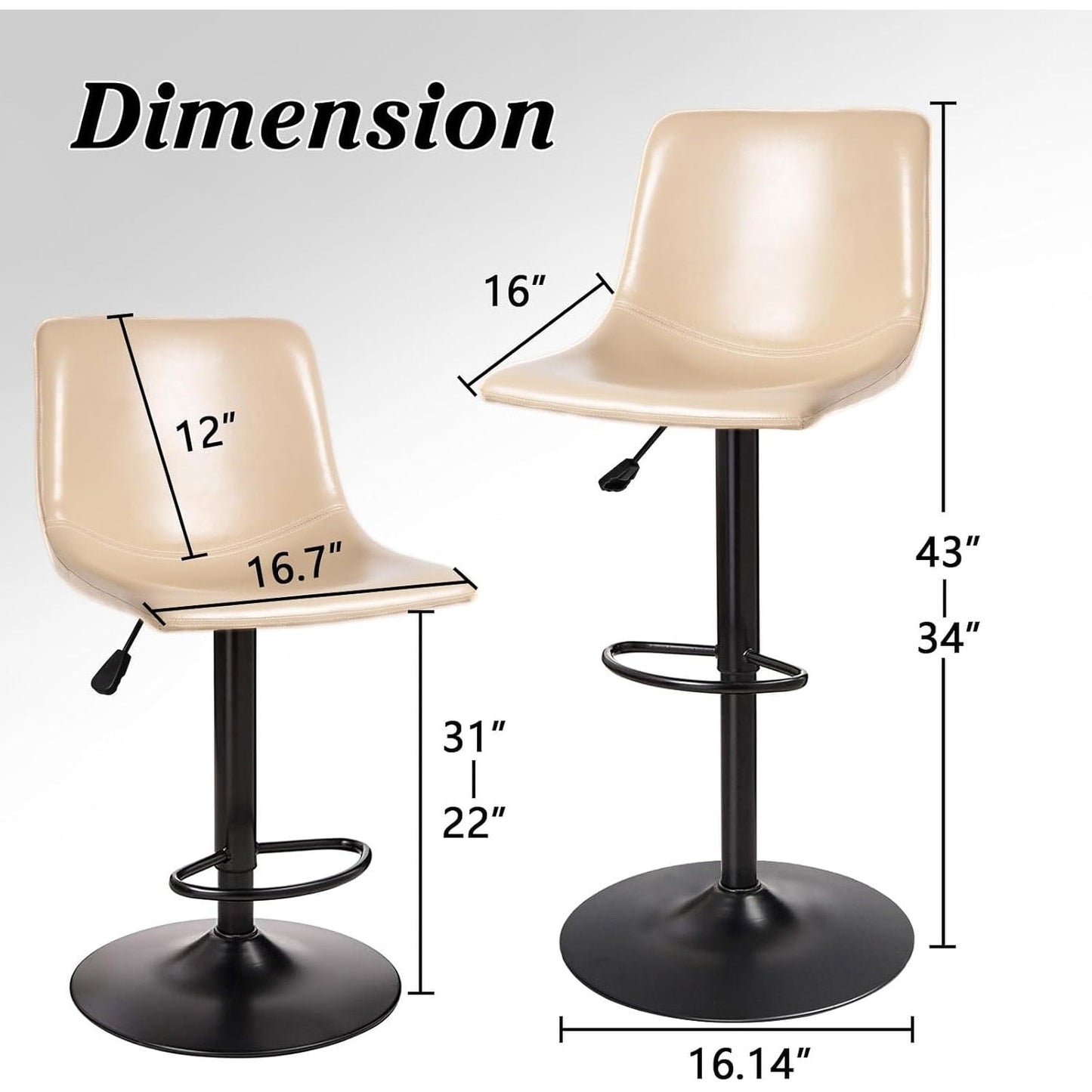 Bossin Adjustable Swivel Bar Stools with Backs – Counter Height