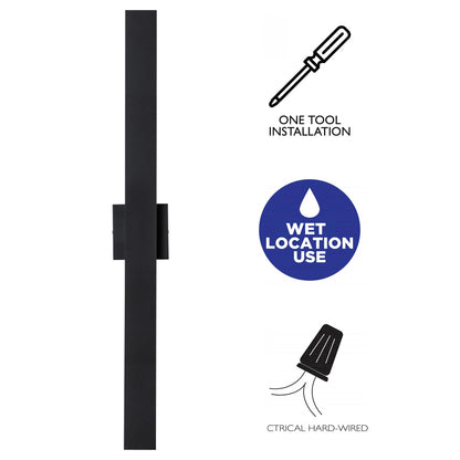 C Cattleya 2-Light Matte Black Aluminum LED Outdoor Wall Sconce