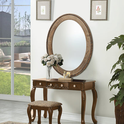 Miroir mural ovale de 81 cm avec cadre en bois Cameo, miroir mural de salle de bain - 81,9 cm H x 61 cm L x 3,2 cm P
