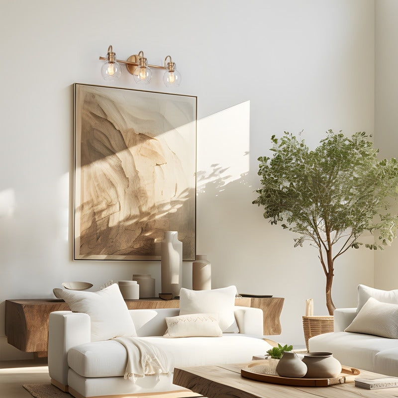 Applique murale moderne en verre à 3 lumières pour salle de bain