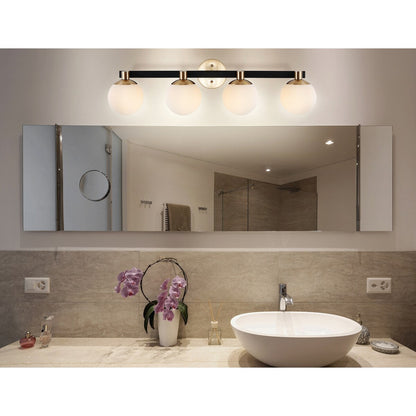 Cecil Globe Metal/Frosted Glass Modern Contemporary LED Vanity, by JONATHAN Y