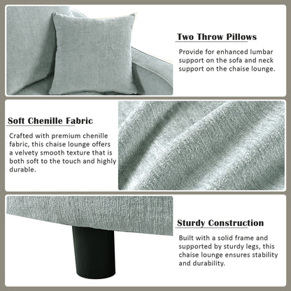 Canapé-lit en chenille, canapé-lit rembourré avec dossier capitonné et 2 coussins amovibles pour le salon