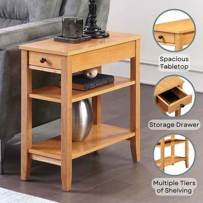 Convenience Concepts American Heritage 1 Drawer Chairside End Table with Shelves