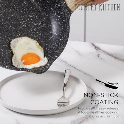 Country Kitchen Non-Stick Cast Aluminum Cookware Set - Durable Kitchen Cookware for Everyday Cooking, 6-11 Pc