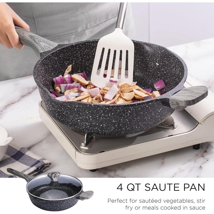 Country Kitchen Non-Stick Cast Aluminum Cookware Set - Durable Kitchen Cookware for Everyday Cooking, 6-11 Pc