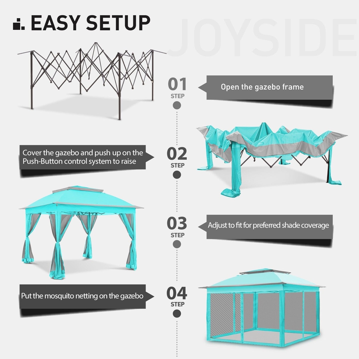 Gazebo escamotable en acier Cozywor de 11 pi x 11 pi avec moustiquaire