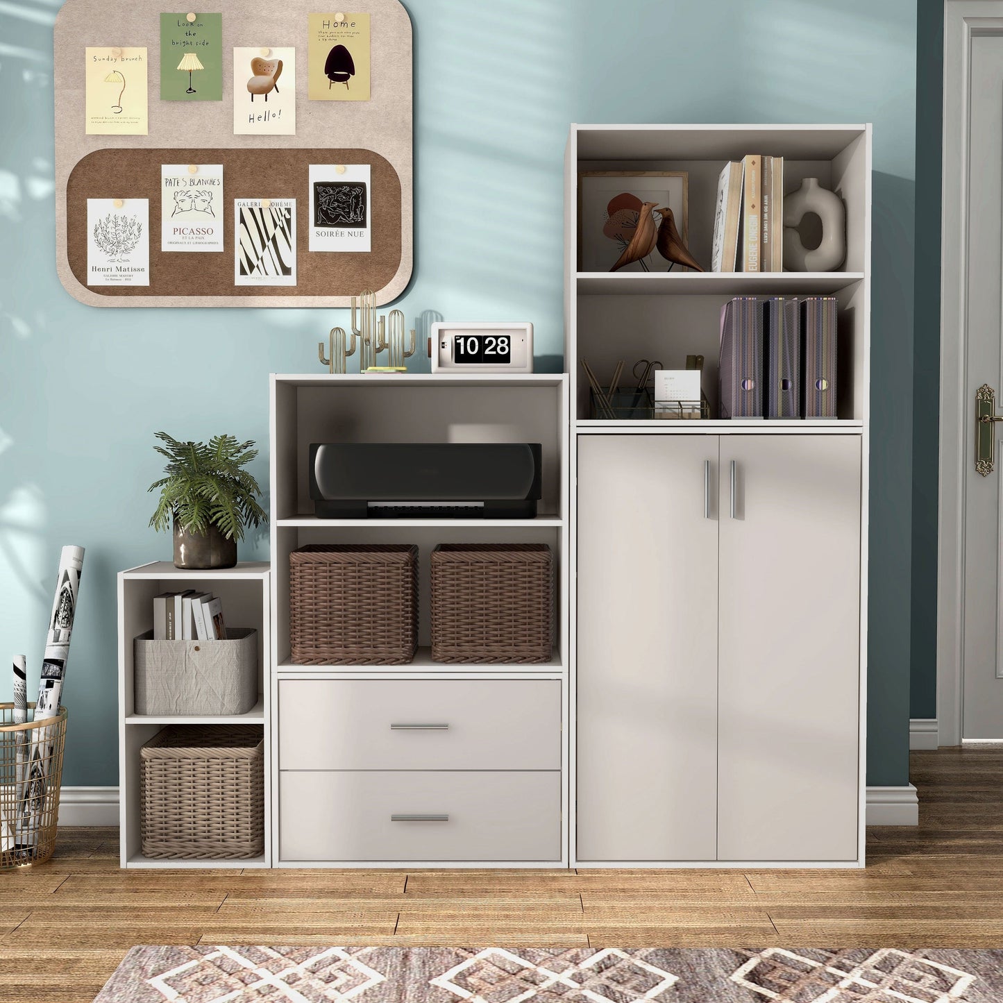 DH BASIC Modern Wood Customizable Stackable Storage Organizer - Cube Shelves, Drawer Cabinet, Bookcase with Doors by Denhour