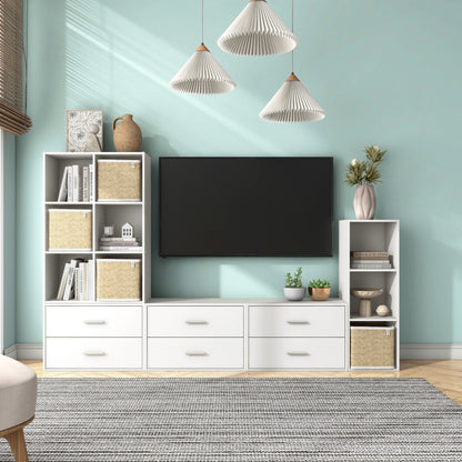 DH BASIC Modern Wood Customizable Stackable Storage Organizer - Cube Shelves, Drawer Cabinet, Bookcase with Doors by Denhour