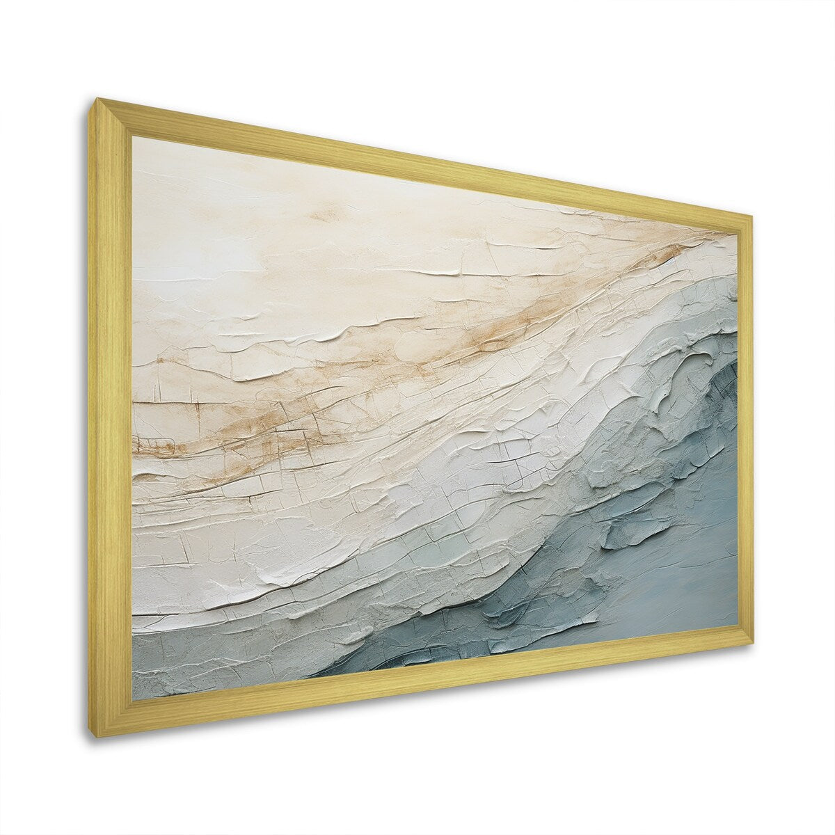 Designart Minimalism Beige And Grey Wave Horizon I Coastal Minimalism Framed Wall Decor
