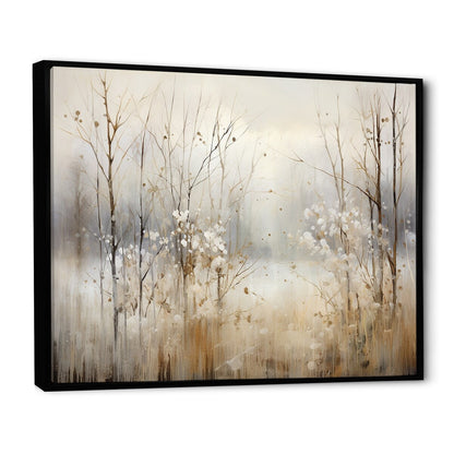 Designart Winter Meadow View Calmness II Meadow Grey Wall Decor - Traditional Bedroom Framed Canvas Wall Art