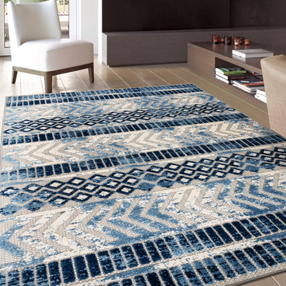 World Rug Gallery Distressed Geometric Indoor/Outdoor Area Rug