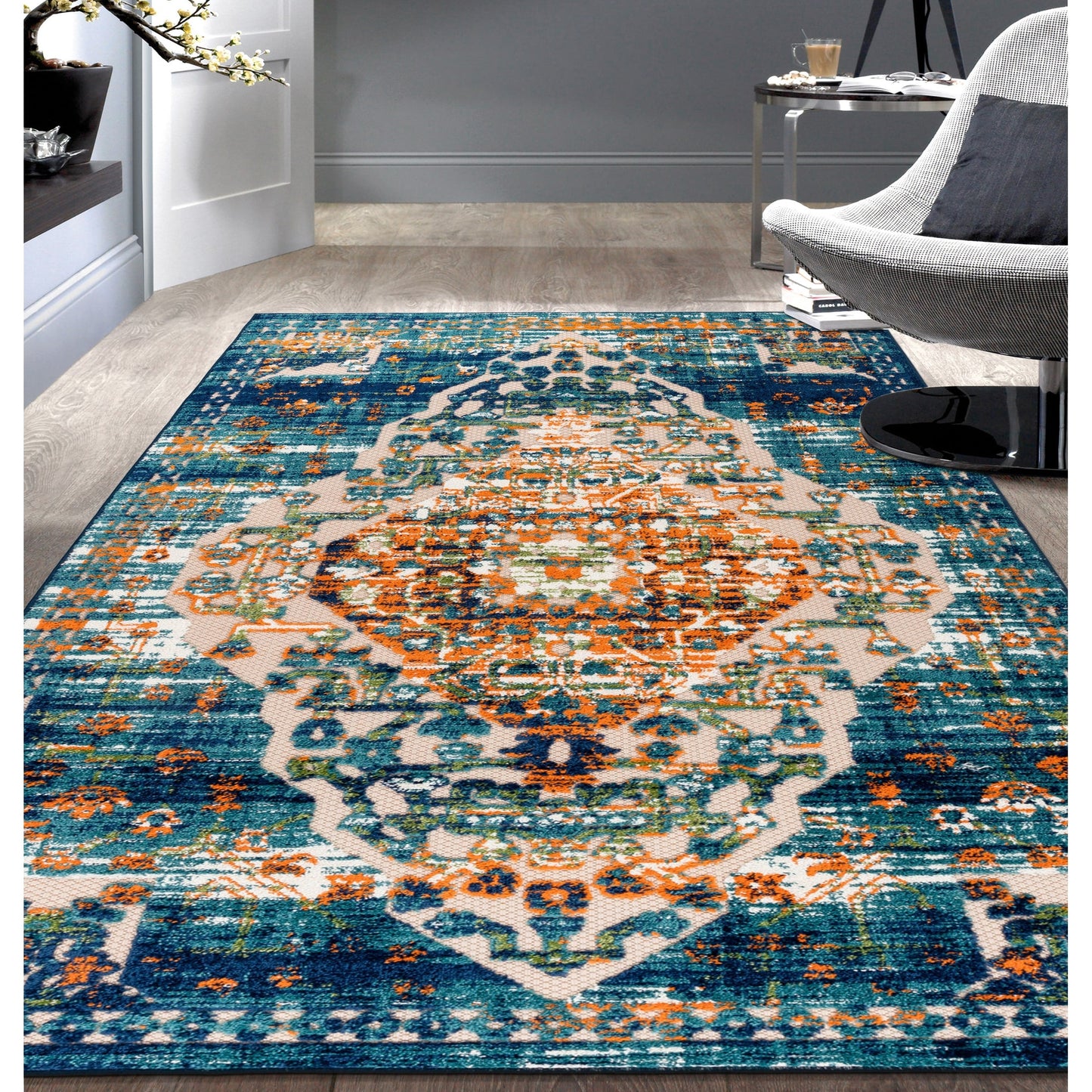 World Rug Gallery Distressed Traditional Indoor/Outdoor Area Rug