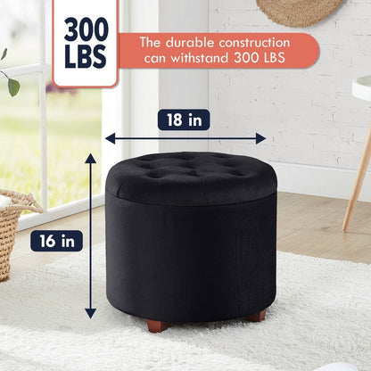 Donovan Tufted Round Storage Ottoman