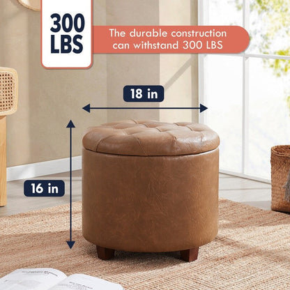 Donovan Tufted Round Storage Ottoman