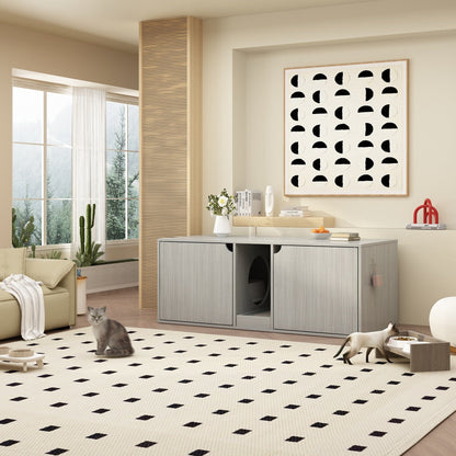 Dual-Compartment Cat Litter Box Enclosure Multi-Functional Furniture