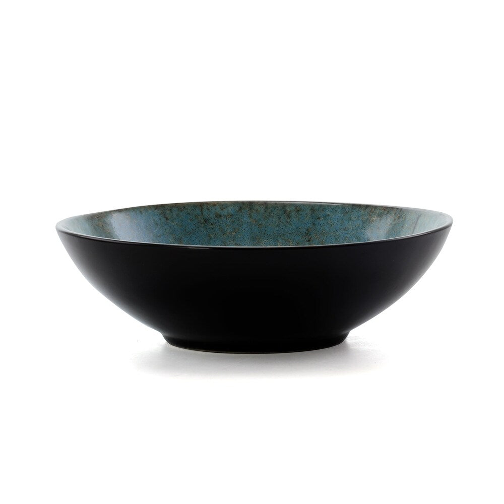 Service de table Elama Floral Accents 16 pièces en grès bleu