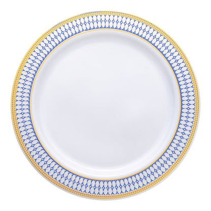 Elegant Gold Chord Rim Disposable Plastic Plate Packs - Party Supplies