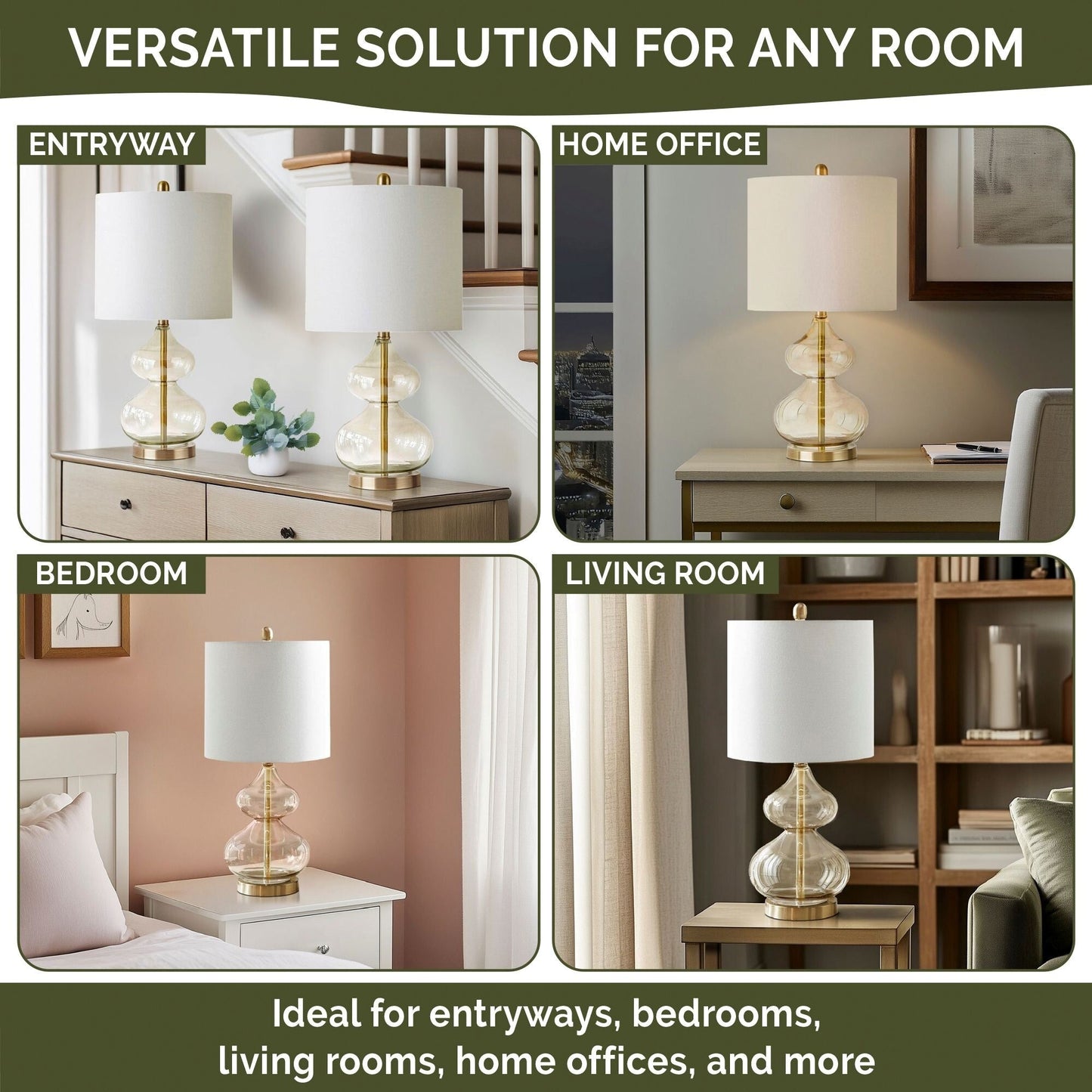 Ellipse Curved Gourd Glass Table Lamp, Set of 2