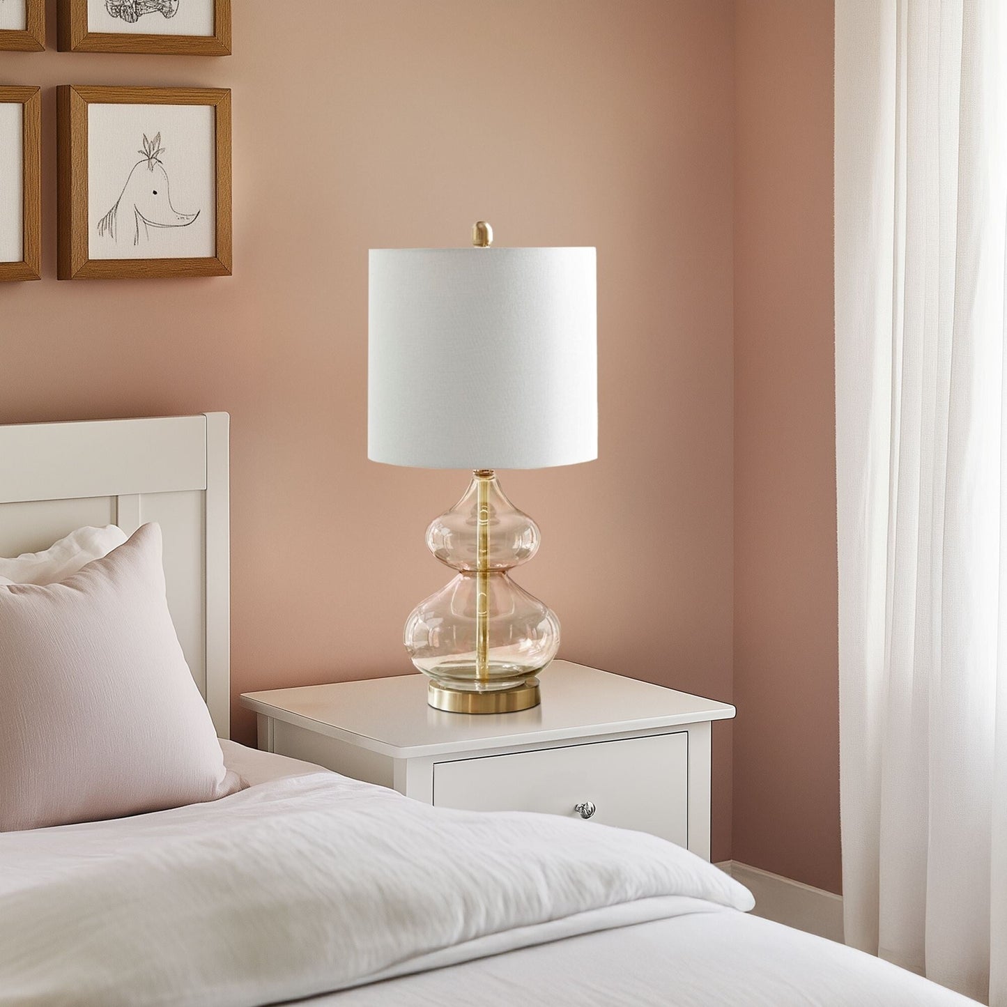 Ellipse Curved Gourd Glass Table Lamp, Set of 2